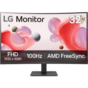LG 32MR50C-B Curved Monitor 32-Inch FHD 100Hz AMD FreeSync OnScreen Control Dynamic Action Sync Black Stabilizer Tilt Stand (HDMI) - Black