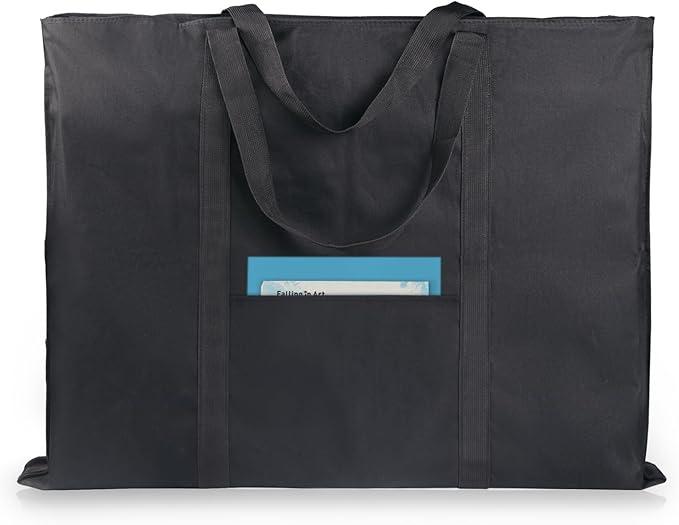 JJRING Dacron Light Weight Art Portfolio Bag, 22'' x 28.5'' for 20'' x 26'' Artworks, Black Carrying Storage Case for Poster, Sketching, and Drawing