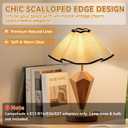 Small Scalloped Lamp Shade with Multi-Size UNO Fitter for E27 E14 E11 Base, Vintage Umbrella Light Shade for Table Lamp, Floor Lamp&Pendant, 15" Bottom Width (Linen, 1 Pack-3.5x15x7in)
