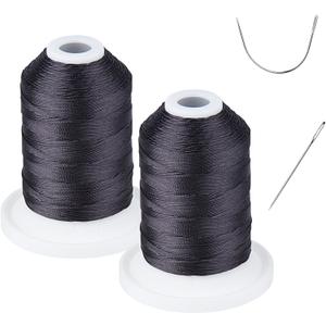 UV Resistant - Heavy Duty Outdoor Thread for Hand or Machine Sewing - Simthread 100% Polyester Bonded Thread Tex 69 (12wt) - 250 Yards x 2 Spools NP-Black