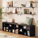 DINZI LVJ Long Wall Shelves, 39.4Inch Wall Mounted Shelves Set of 2, Extra Large Wall Storage Ledges with Sturdy Metal Brackets for Living Room, Bathroom, Bedroom, Kitchen, Espresso