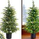 3Ft Artificial Norfolk Pine Tree Potted with 80 Tips, Realistic Full Lush Vibrant Green Indoor or Outdoor Christmas Decoration for Porch, Xmas Winter Decor
