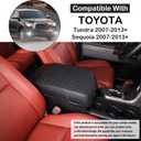 Aunginsy Car Leather Center Console Protector Cover Compatible with Tundra/Sequoia 2007-2013Center Console Armrest Seat Box Cover Cushion Lid Protector Pad Waterproof Anti-Scratch Interior Accessories