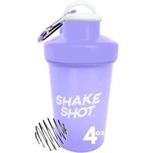 Purple - 4oz Mini Shaker Bottle for Pre Workout, Creatine, Small Scoop Supplements (Not for Protein) Clip & Shaker Ball