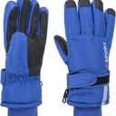 INOGIH Kids Waterproof Ski-Gloves Warm Snow Gloves for 6-12 Years,Winter Thick Warm Snowboard Gloves for Youth Teens (Blue)