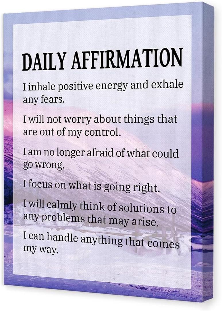 Daily Affirmation Wall Art,Inspirational Wall Decor for Office,Motivational Canvas Wall Art for Office Purple
