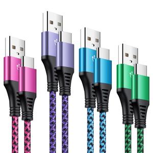 USB C Cable[5 Pack 1.8M],Samsung USB Type C Cable Fast Charging USB C Lead Nylon Phone Charger Cord for Samsung Galaxy A15 A35 A16 S25 S24 S21 A55 A56 A25 S20 S9 Note10 A54 Hua wei P50 P30 Google Pixel