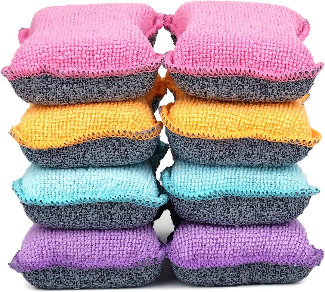 UPSTAR Dish Sponges Kitchen, Microfiber Cleaning Scrubber for Dishwashing, Sink, Basin and Multi-Pupose, Size L, Pack of 8