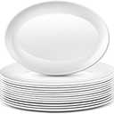 Dandat 12 Pcs Large Serving Platters Oval Trays White Plates Serving Dish for Wedding Party Restaurant Home Steak, Taco, Sushi, Appetizer, Cake (12 Inch)