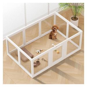 Clear Acrylic Dog Playpen Indoor, Puppy Cat Small Pet Play Pen, Pet Cat Foldable Playpen for Rabbits, Dog Fence Crate Kennel Whelping Cage (White, 10 Panel)