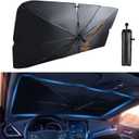 Car Windshield Sun Shade Umbrella for Most Vehicles, 2025 Upgraded Sunshade Cars Windshield Umbrella with 360 Bendable Handle for Protect Car Interior, Full Cover Shade UV/Block Heat, 57x33 in
