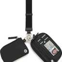 Nylon Wallet Wristlet for Women,RFID Wallet Keychain Small Wallets Woman with Coin Purse & ID Window (Black Silver)