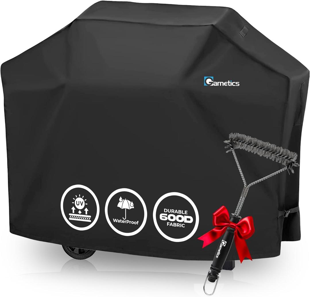 Grill Cover for Outdoor Grill, BBQ Grill Covers for Outside, Grill Cover 58 Inch, BBQ Covers Waterproof Heavy Duty Waterproof, Small to Large Durable and Convenient Universal Grill Covers (Black with Cleaning Brush)