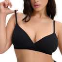 Triangle Bralettes for Women Wireless No Underwire Plunge Bras | Soft Comfortable, Unlined Cup, Cool Lightweight Seamless, T Shirt Everyday Bra, Sexy Deep V, Adjustable Spaghetti Straps