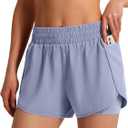 Ksmien Women's Running Shorts Quick Dry Lightweight Athletic Workout Shorts with Liner Phone Pockets (Purple Haze, S)