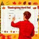 Jumbo Thanksgiving Word Search Poster Giant 36"x24" Wall Game with 50 Words Giant Thanksgiving Word Search Giant Word Search Poster Thanksgiving Game for Family Holiday Party decorations(Thanksgiving)