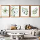 Art3d Framed Wall Art Set of 4 for Wooded Aesthetic Wall Decor for Living room Kitchen Hallway Bedroom, Green Plant Picture Frame, Neutral Botanical Wall Prints (11 x 14", Brown)