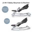 HKAI Rocking Baby Bouncer with Canopy, 2-Mode Rocking & Rolling Infant Seat, Portable Baby Chair for 0-18 Months, Grey