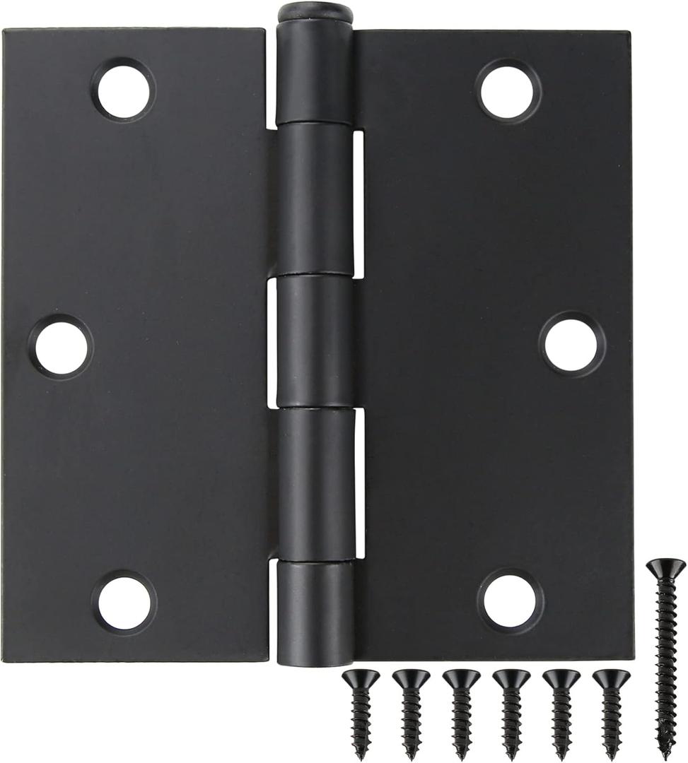 30 Pack Matte Black Door Hinges 3.5 x 3.5 Inch Interior 3 1/2 Inch Door Hinges for Doors Square Radius Corners Flat Iron Hinge 3 "x 3 " Door Hardware Controls