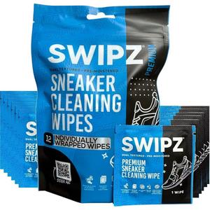 SWIPZ Sneaker Cleaner Wipes – Instant Shoe Cleaner for White Sneakers, Rubber Soles & Leather | Sneaker Eraser Wipes for Nike, Adidas, Air Jordan & More | 12 Travel Packs
