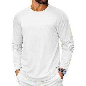 Cotrasen Men's Long Sleeve Shirts Cotton Crew Neck Pocket T Shirts Moisture Wicking Soft Comfort Casual Tee Shirts (XX-Large)