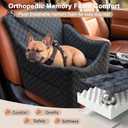 JOEJOY Elevated Dog Car Seat for Small/Medium Dogs up to 35 lbs, Memory Foam Booster Seat with Detachable Washable Cover, Travel-Safe Car Bed with Safety Belts & Storage Pockets, Dark Grey