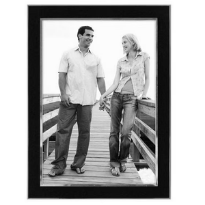 Malden International Designs Black Sleek With Silver Inside Border Picture Frame, 5x7, Black