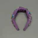 Jaciya Pearl Headband for Girls Rhinestone Headband for Women Wide Knotted Purple Hairband for Women Starfish Head Band Mermaid Birthday Party Decorations