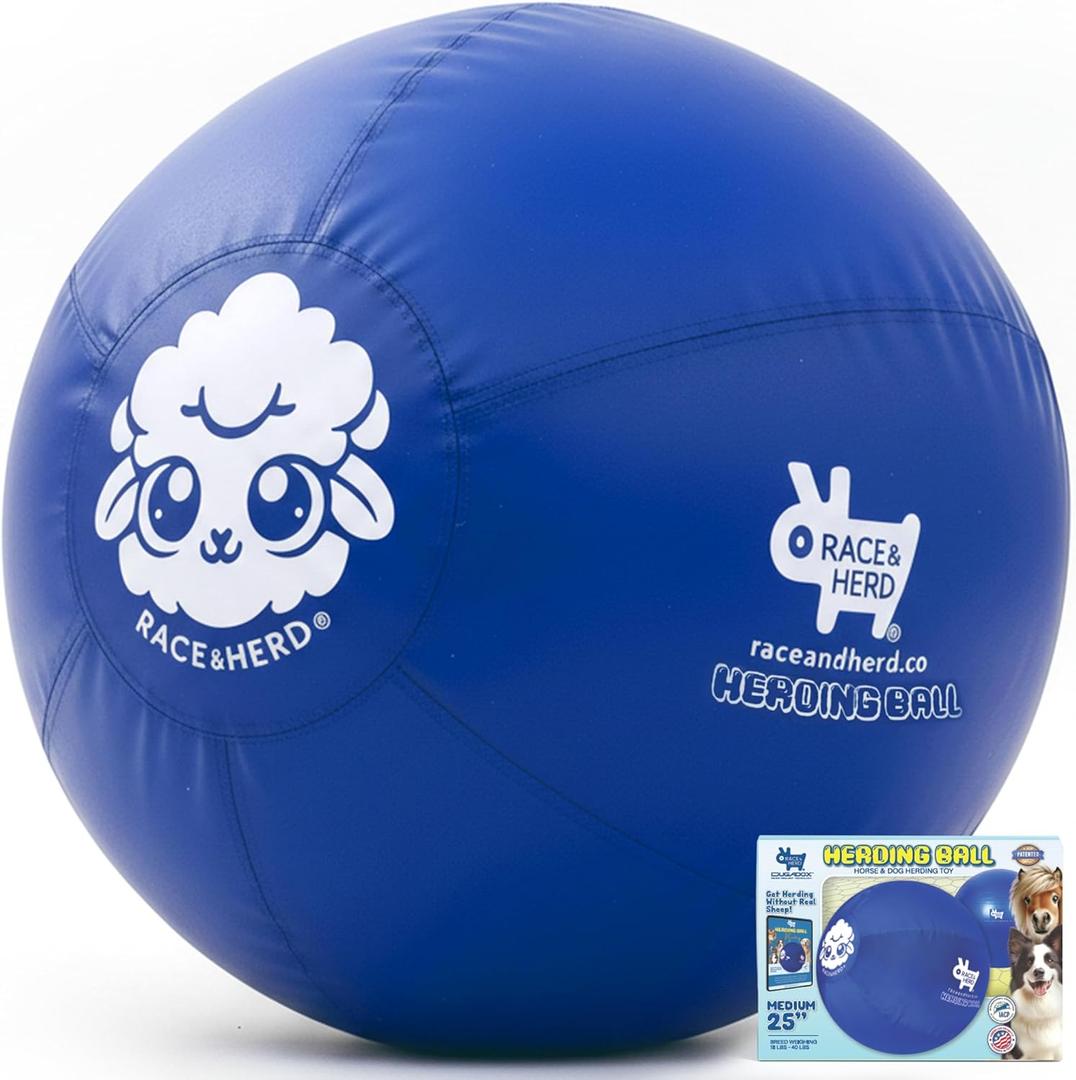 Race&Herd 25" Original XXL Best Herding Ball for Dogs Large - Herding Toys, Durable Outdoor Big Dog Herding Ball for Australian Shepherd, Corgis, Border Collie Ball - Medium to Large Breeds (Blue)