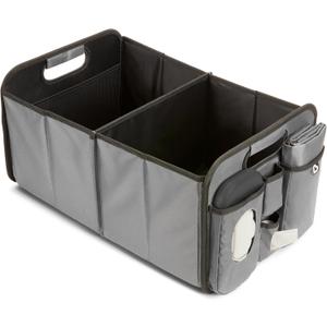 Munchkin Out-n-About Trunk Organizer for SUVs and Cars with Portable Changing Pad and Wet Baby Wipes for Diaper Changes On-the-Go, Collapsible, Grey (1 Count (Pack of 1))