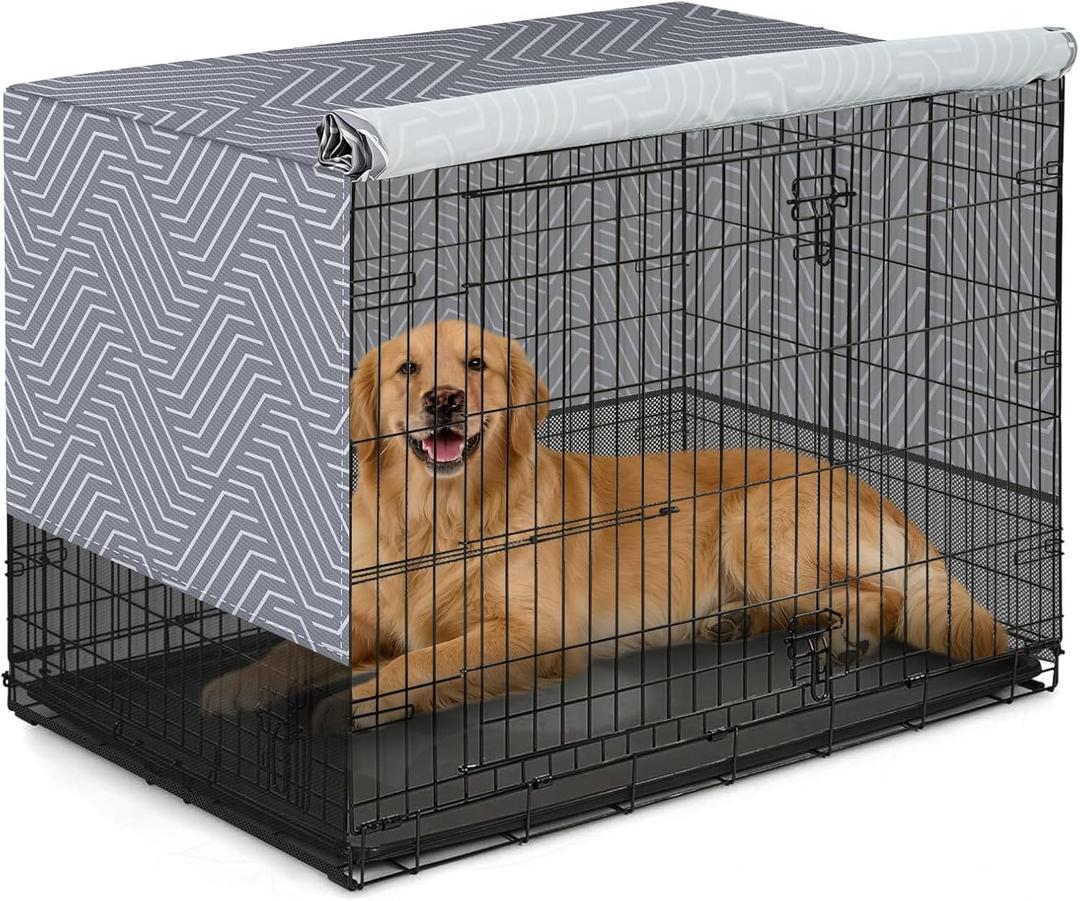 Explore Land Breathable Dog Crate Cover - 4 Sides Mesh Ventilation, Basic Pet Kennel Cover, All Sides Open, Universal Fit for 1 2 3 Doors 42 inches Wire Dog Crate Continuous Broken Line, Size: 42"L x 28"W x 31"H