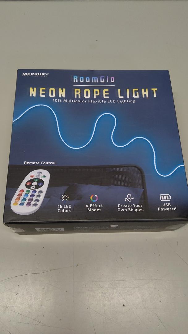 Merkury RoomGlo 10ft Neon Rope Light 16 color Flexible LED Lighting w/ Remote