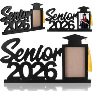 Leinuosen Senior 2026 Sign Graduation Decorations Black Wooden Frame with Tassel Holder for 2.5 * 3.5 Inch Photo 2026 Graduation Gift Grad Table Centerpiece for Senior Night Decor Grad Party Supplies