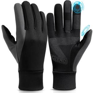 OZERO Winter Touchscreen Gloves for Men: Warm Running Gloves Windproof Water Resistant - Lightweight Thermal Glove for Hiking Cycling Driving (Large, Black-gray)