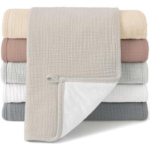 Bearmoss Muslin Burp Cloths, 100% Cotton Baby Burping Clothes, Large Extra Soft Absorbent for Unisex Newborn Boy and Girl, 20x10in, 6 Pack