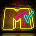 Music Neon Sign for Wall Decor Dimmable Music Neon Light Up Sign for Man Cave Neon Lights for Bedroom Led Neon Sign Suitable for Record Studio Bar Nightclub Party Concert Venue Size 13.77*9.64In(P081) (Ice Blue+Rose Red+Lemon Yellow)