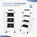DUMOS Step Ladder, 3 Sturdy Step Stool with Anti-Slip Pedal & Comfortable Handrail, Portable Heavy Duty Step Stool for Kitchen, Garage & Outdoor Use, 330lbs, Black