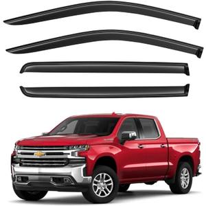 Window Visors Rain Guards for 2019-2024 Chevy Silverado/GMC Sierra 1500 Crew Cab, Out-Channel Window Vent Wind Deflectors Visors Shades for 20-24 Silverado/Sierra 2500HD 3500HD Crew Cab (2019-2024 Silverado/Sierra 1500 Crew Cab)