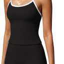 SUUKSESS Women 2 Piece Workout Sets High Waisted Tummy Control Biker Shorts Halter Padded Tank Tops (Black, M)