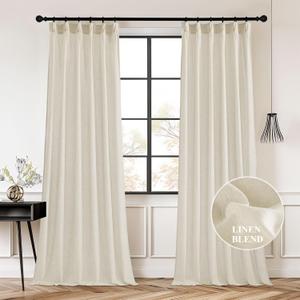 StangH Pinch Pleated Sheer Curtains 84 inches Long, Natural Linen Light Airy Drapes with Privacy Neutral Back Tab Semi Sheer Sliding Door Curtains for Bedroom Nursery, W40 x L84, 2 Panels