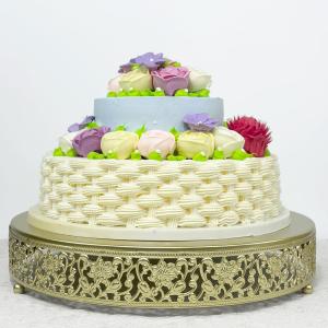 Cake Stand, Metal Round Cupcake Dessert Stand Cake Display Holder Cookies Fruit Serving Tray (Gold, 14 Inch)