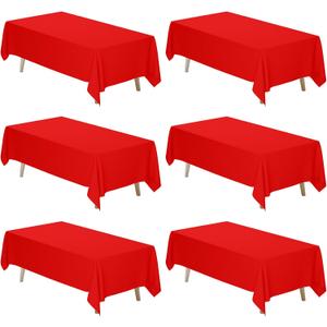 Fixwal 6 Pack Red Table Cloth for Rectangle Table, 70 x 120 Inch Polyester Fabric Tablecloths Rectangular, Table Covers 6-8ft for Party, Banquet, Christmas Decorations, Wedding