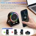 Wireless Induction Bluetooth Speaker, 4-in-1 with 360 Rotating Phone Holder and RGB Ambient Light, High-Definition Surround Sound (Black)
