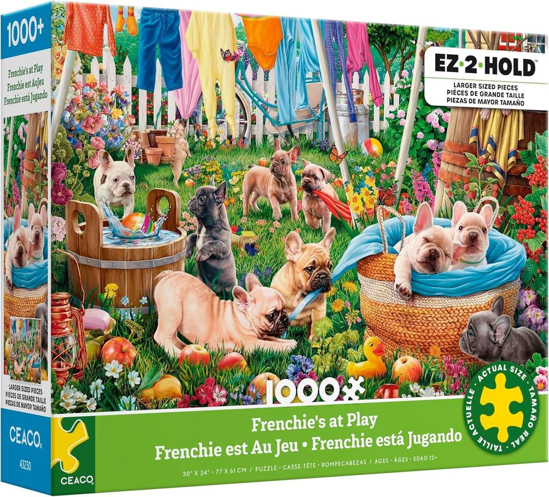 Ceaco - Frenchie's at Play - 1000 Oversized Piece Jigsaw Puzzle
