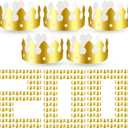 Crtiin 200 Pcs Gold Paper Crowns Bulk King Crown Princess Hats for Birthday Celebration Party Supplies