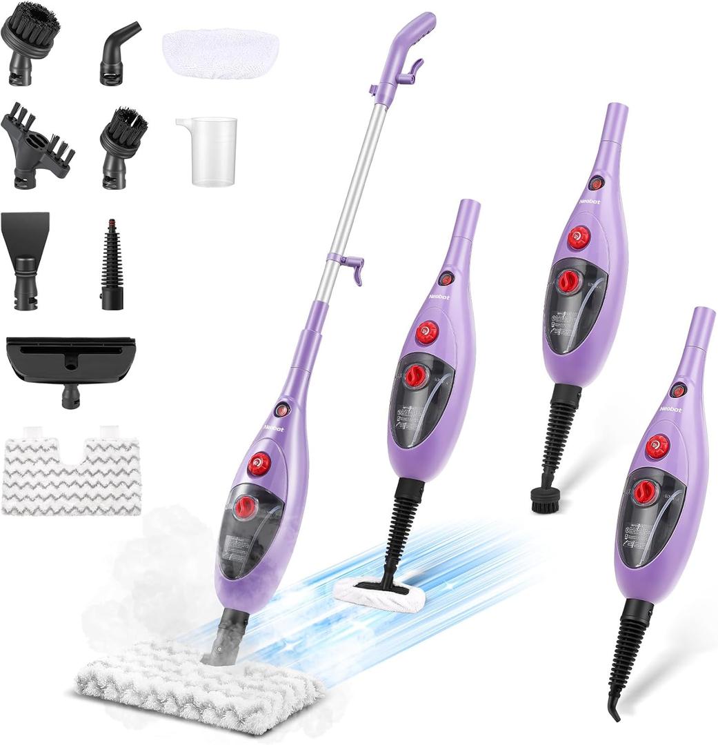 Steam Mop Cleaner with Detachable Handheld Steamer, 13.5 oz Tank, 20FT Cord, Fast Heat-Up, 10-in-1 Multi-Surface Cleaning for Floors, Carpets, Tiles & Grout