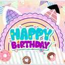 5x3ft Cute Cartoon Cat Theme Backdrop Cartoon Photography Background Kids Boys Girls Birthday Party Decorations Photo Booth Banner Props