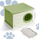 Cat House for Outdoor Indoor Use, Stackable Feral Cat Shelter Indoor Cat House Weatherproof Waterproof Elevated, with 2-Sided Cushion (Green)
