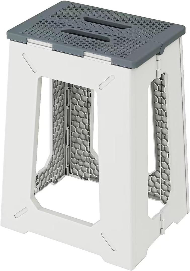 Foldable Bath Shower Safety Chair Seat, 17.7" High Anti-Slip Bench Bath tub Stool for Elderly or Seniors (ShowerChair Grey)