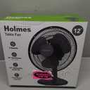 HOLMES 12" Table Fan, 75° Oscillation, 3 Speeds, 15° Adjustable Head Tilt, Ideal for Home, Bedroom or Office, Black